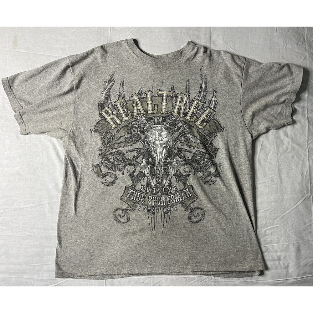 Real Tree For The Sportsman Since 1986 T Short Men's Size 2XL Short Sleeve Gray